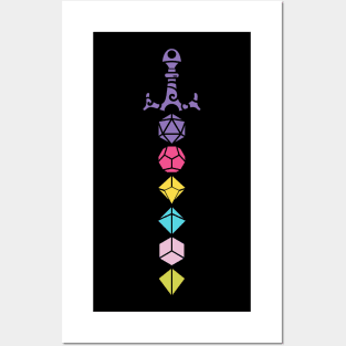 Bubblegum Polyhedral Dice Sword Tabletop Roleplaying RPG Gaming Addict Posters and Art